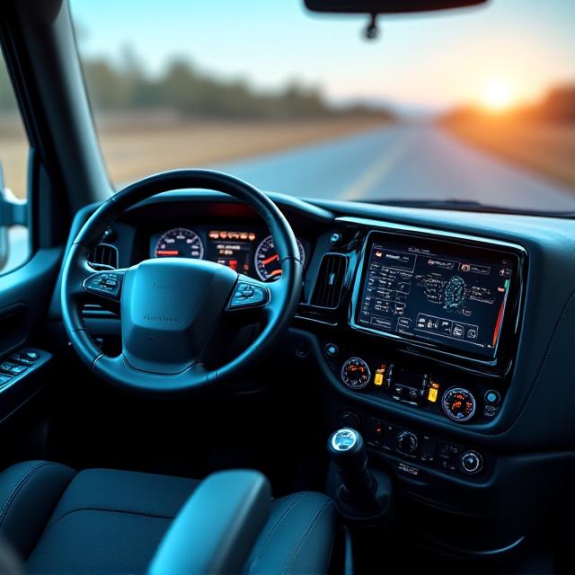 Advanced dashboard technology in truck cabin